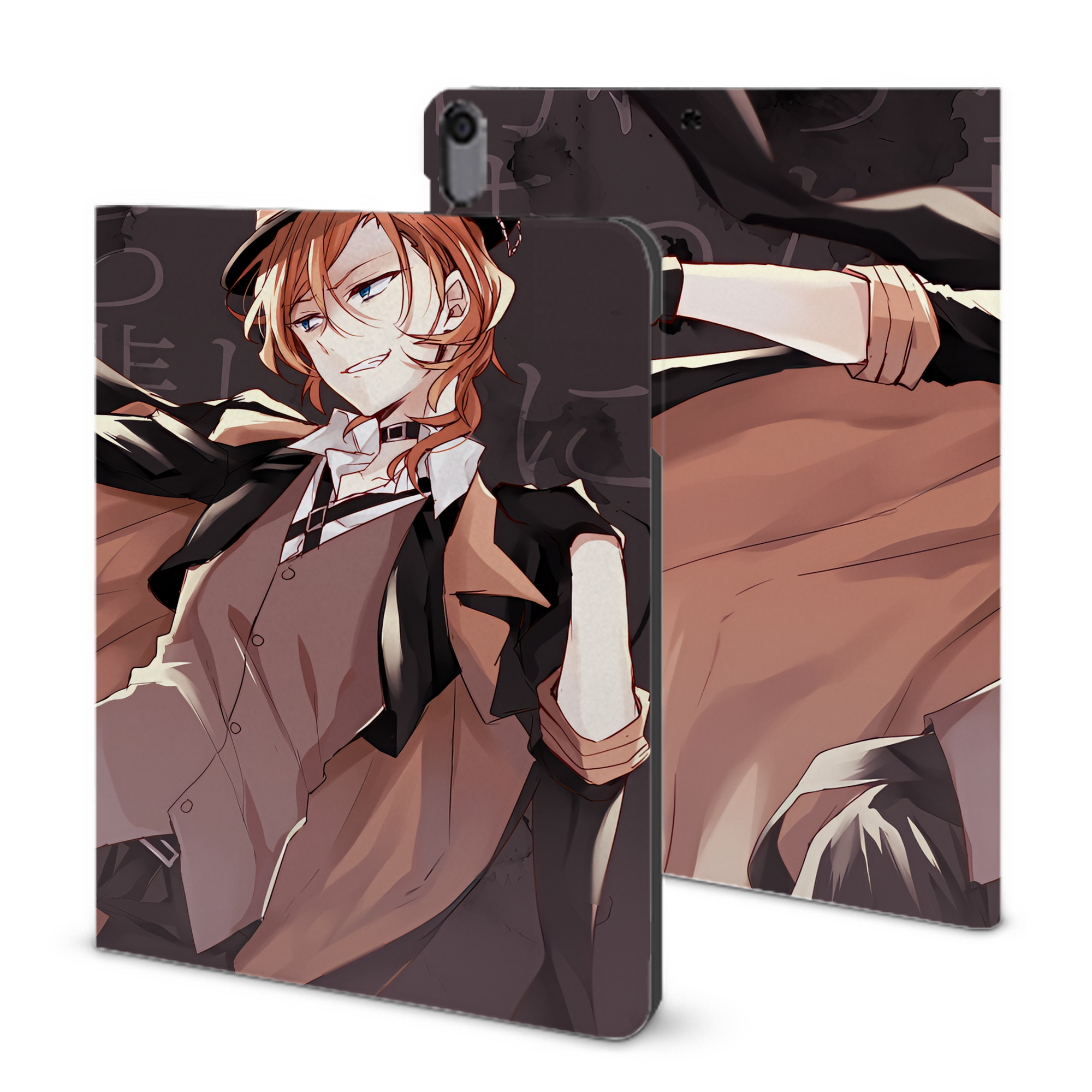 （画像用） 文豪ストレイドッグス Bungo Stray Dogs IPad ケース ブック型 PUレザー TPU 耐衝撃 軽量 薄型 ペン収納なし 全面保護 IPad 各モデル対応